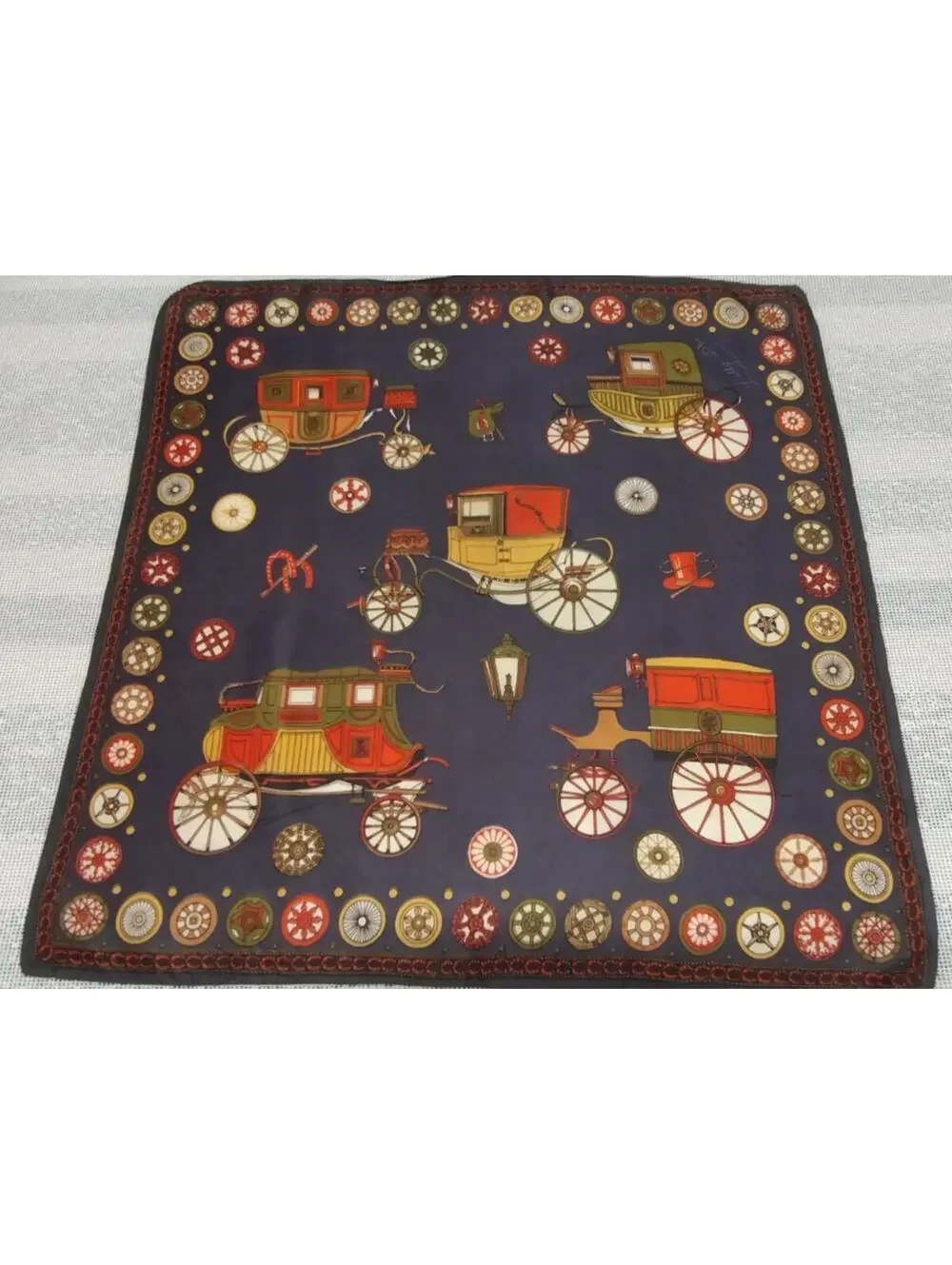 60s Lilly D'or Men's Scarf Carriages Acetate MCM Menswear Dandy Victorian Wheels